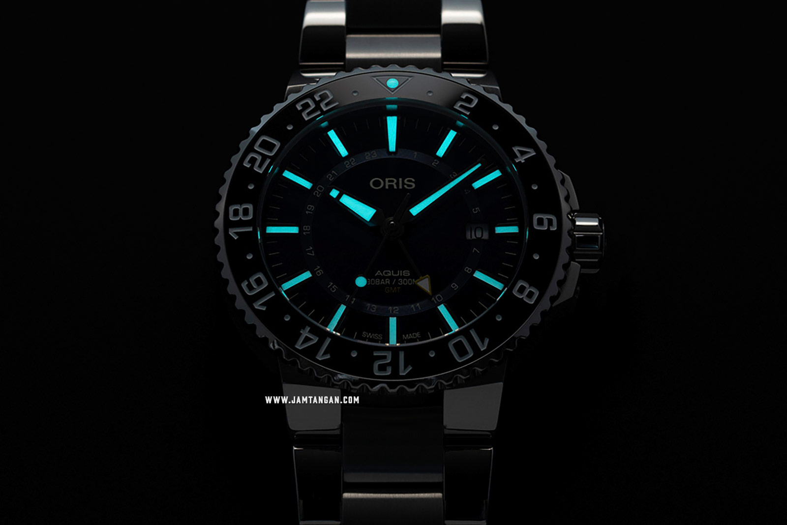 Oris Aquis GMT Date 798 7754 4135 MB Blue Dial Stainless Steel Strap Machtwatch